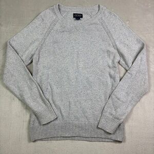 Lucky Brand Sweater Mens Large Gray Speckle V-Neck Long Sleeve Silk Blend Preppy